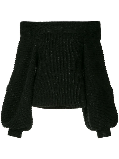 Oscar De La Renta Off-the-shoulder Sweater In Black