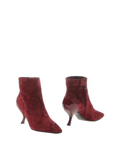 Roger Vivier Ankle Boots In Maroon