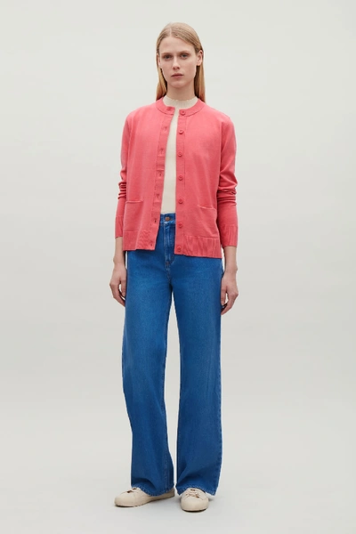 Cos Cardigan With Front Pockets In Pink | ModeSens