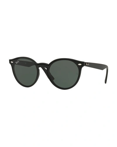 Ray Ban Round Lens-over-frame Plastic Sunglasses In Matte Black