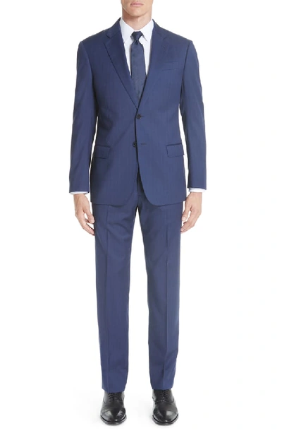 Emporio Armani Men's Two-piece Wool Broken-sharkskin Suit In High Blue