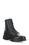 Bos. & Co. Libel Quilted Waterproof Combat Boot In Black Feel/ Acolchoado