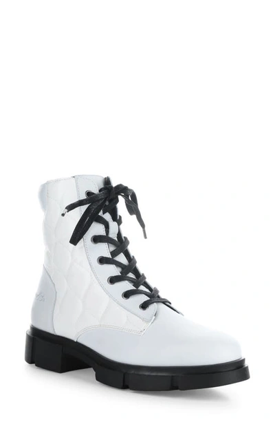 Bos. & Co. Libel Quilted Waterproof Combat Boot In White Feel/ Acolchoado