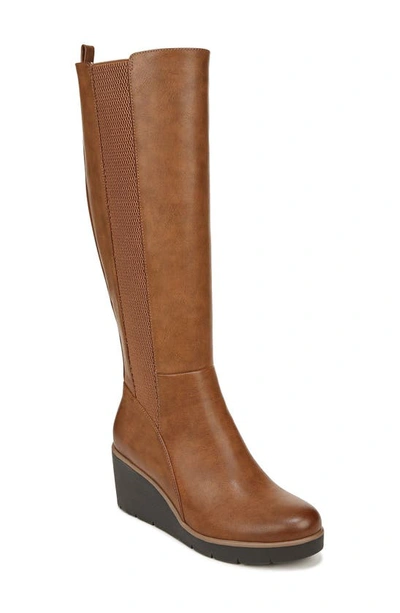 Soul Naturalizer Adrian Knee High Wedge Boot In Toffee Brown Faux Leather
