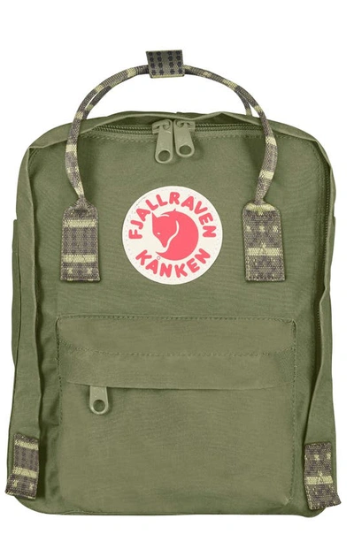 Fjall Raven Mini Kånken Water Resistant Backpack In Green-folk Pattern