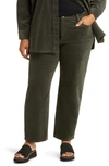 Eileen Fisher High Waist Ankle Straight Leg Corduroy Pants In Grove