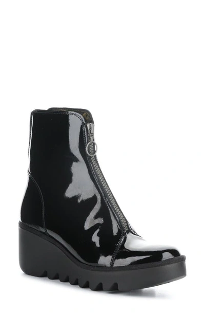 Fly London Boce Wedge Bootie In Black Patent