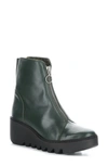 Fly London Boce Wedge Bootie In 001 Dark Green