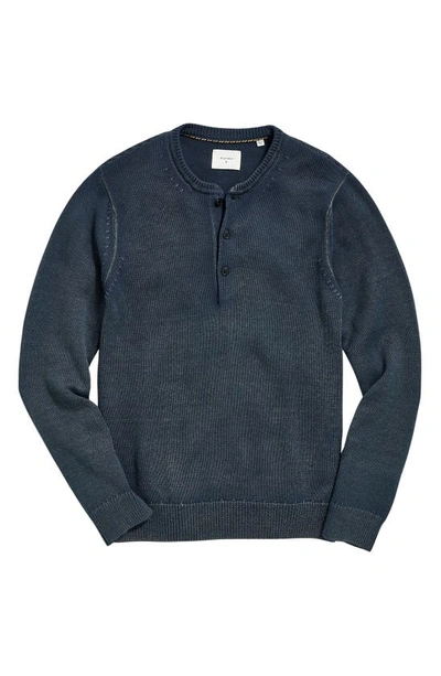 Billy Reid Cotton & Alpaca Henley Sweater In Carbon Blue