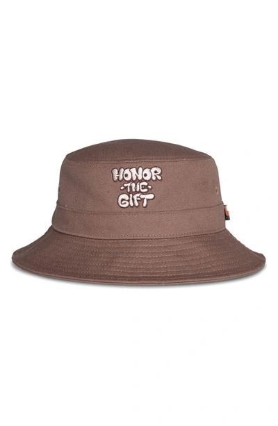 Honor The Gift Logo Script Bucket Hat In Brown