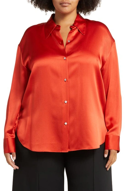 Vince Shaped Collar Silk Blouse In Red