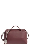 Fendi 'medium By The Way' Calfskin Leather Shoulder Bag With Genuine Snakeskin Trim - Red In Bordeaux/ Palladium