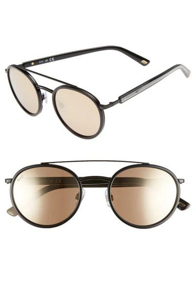 Web 52mm Aviator Sunglasses In Shiny Black/ Brown Mirror