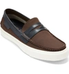 Cole Haan Men's Pinch Weekender Luxe Moc Toe Penny Loafers In Java Canvas/ Navy Ink