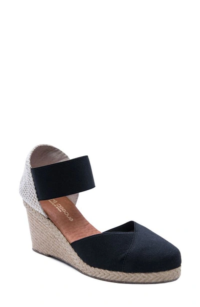 Andre Assous Anouka Espadrille Wedge In Black Fabric