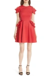 Ted Baker Deneese Ruffled Cold-shoulder Dress In Bright Red