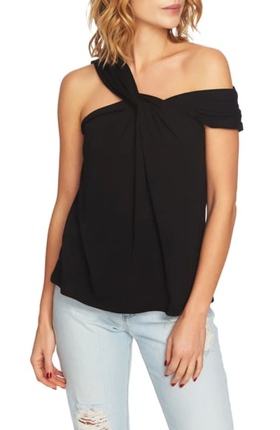 1.state Asymmetric Off-the-shoulder Tee In Rich Black