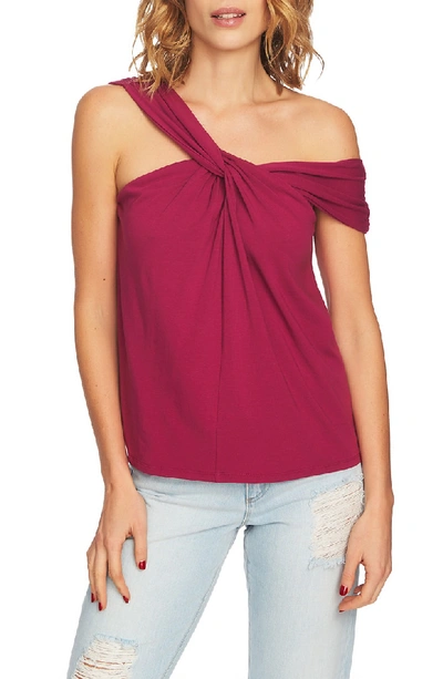 1.state Asymmetric Off-the-shoulder Tee In Tropic Berry