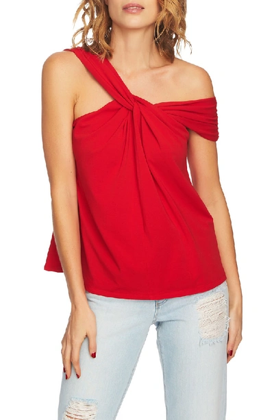 1.state Asymmetric Off-the-shoulder Tee In True Red