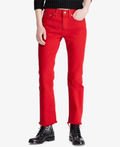 Polo Ralph Lauren Chrystie Kick Flare Crop Jeans In Red