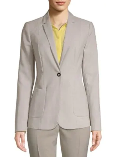 T Tahari Riesling Single Button Blazer In Beige