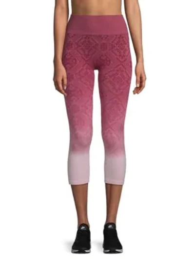 Electric Yoga Ombre Jacquard Capri Leggings In Burgundy