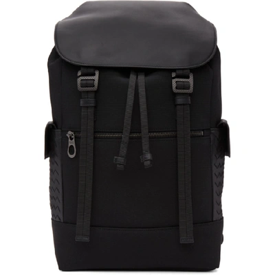 Bottega Veneta Multi-functional Interwoven Backpack In Black