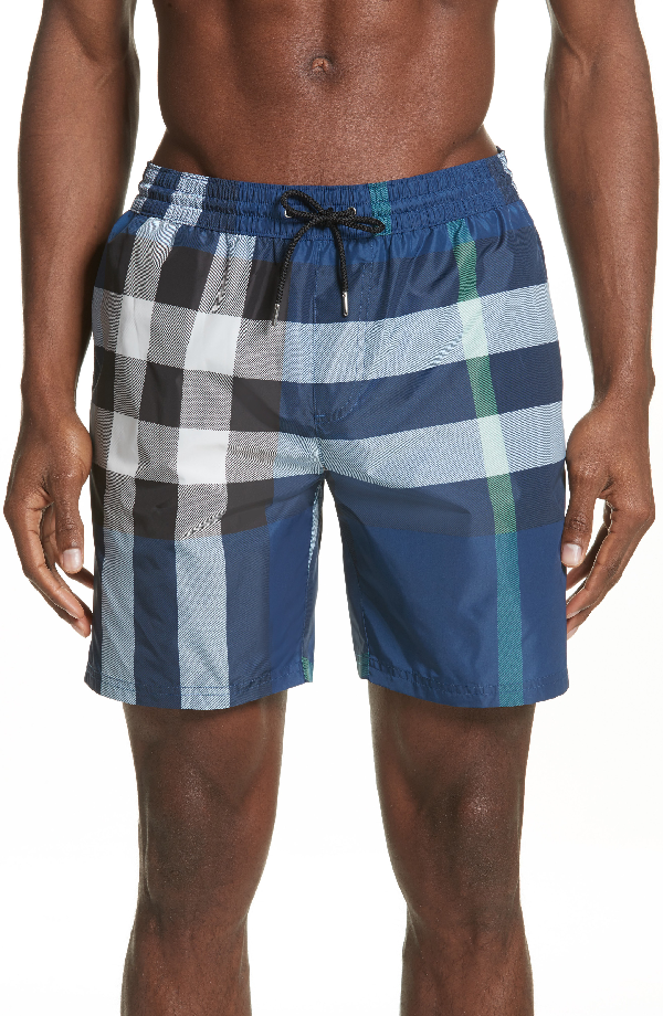 burberry guildes check swim trunks
