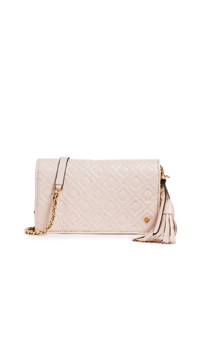 Tory Burch Fleming Flat Wallet Cross Body Bag In Shell Pink