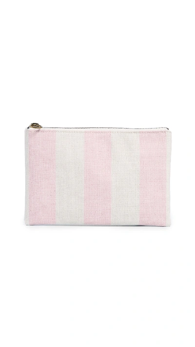 Madewell Canvas Stripes Flat Pouch In Petal Pink Stripe