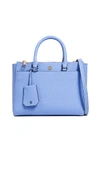 Tory Burch Small Robinson Double-zip Leather Tote - Blue In Bow Blue/gold