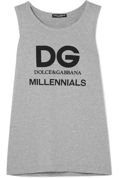 Dolce & Gabbana Printed Cotton-jersey Tank In Gray