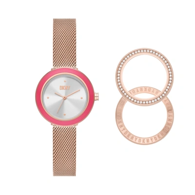 Dkny Sasha Three-hand Rose Gold Stainless Steel Watch