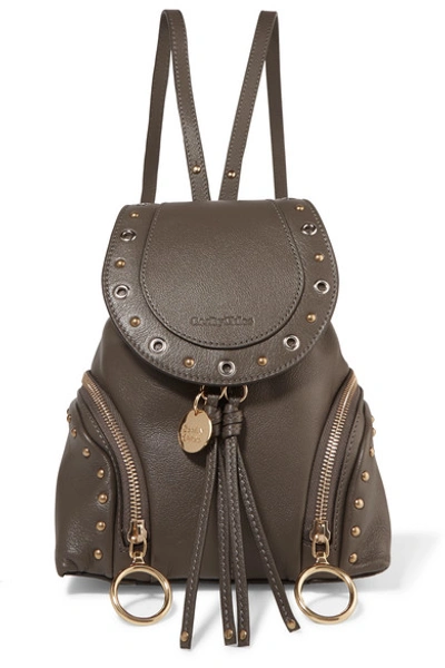 See By Chloé Olga Small Textured-leather Backpack In Charcoal
