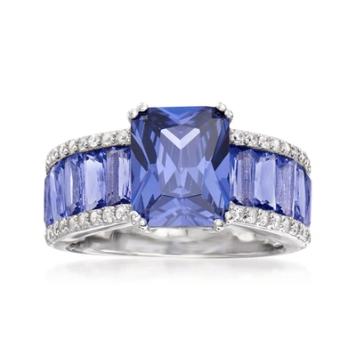 Ross-simons Simulated Tanzanite And . Cz Ring In Sterling Silver In Purple
