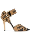 Jimmy Choo Bea 100 Logo-woven Canvas And Leather Pumps In Neutrals