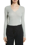 Vince Mixed Rib V-neck Cashmere Sweater In Moonstone
