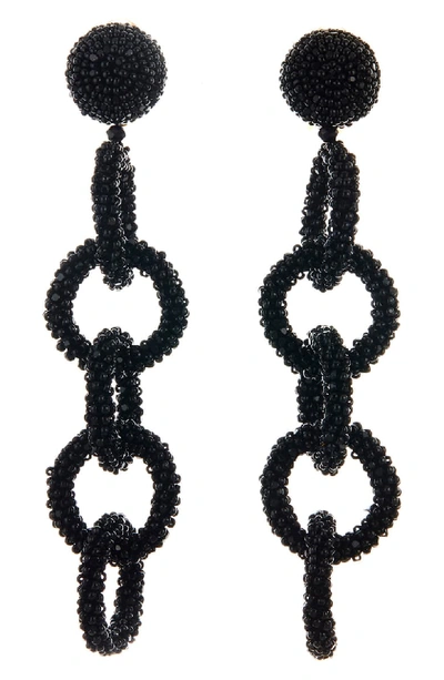 Oscar De La Renta Beaded Link Drop Earrings In Black