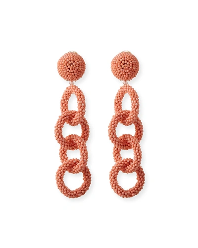 Oscar De La Renta Beaded Link Clip Earrings In Pink