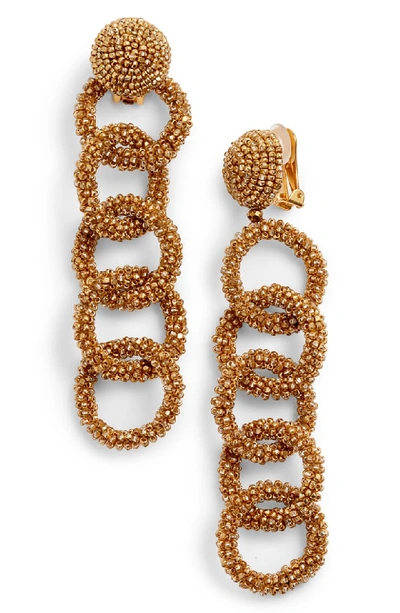 Oscar De La Renta Beaded Link Drop Earrings In Gold