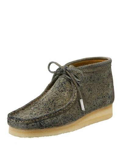 Sycamore Style Men's Suede Wallabee/moc Chukka Boot, Gray With Black Speckle Print