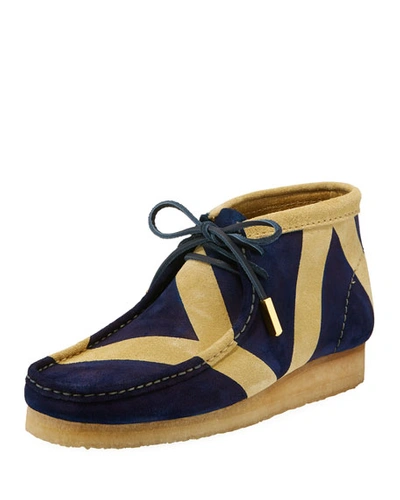 Sycamore Style Men's Geometric Suede Wallabee/moc Chukka Boot, Navy In Blue