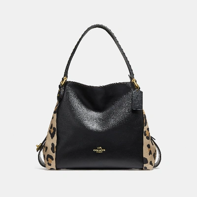 Coach Eddie Schultertasche 31 Mit Verziertem Leoparden-print In Leopard/brass