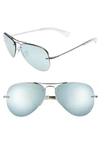 Ray Ban Highstreet 59mm Semi Rimless Aviator Sunglasses - Mirror Silver