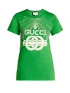 Gucci Embellished Cotton Jersey T-shirt In Green