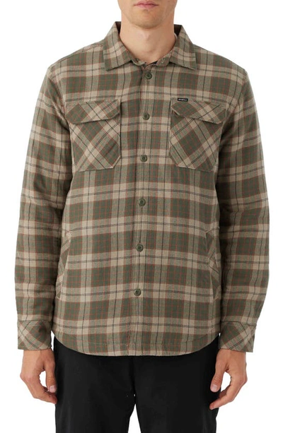 O'neill Dunmore Plaid Flannel Shirt Jacket In Khaki