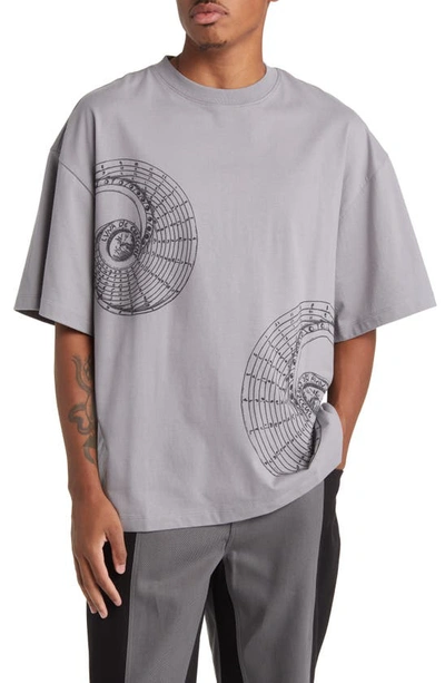 Pas Une Marque Moon Phases Oversize Cotton Graphic T-shirt In Graphite