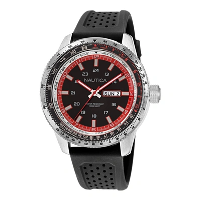 Nautica Mens Silicone 3-hand Watch In Silver