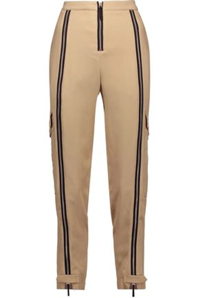 Belstaff Woodacomb Zip-embellished Crepe Tapered Pants In Beige