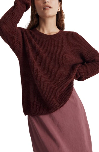 Madewell Ribbed Crewneck Sweater In Cabernet